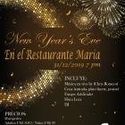 Celebrate New Year's Eve at the Restaurant Maria! Celebrate New Year's Eve at the Restaurant Maria!