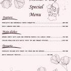 Special Menu at the Restaurant Maria