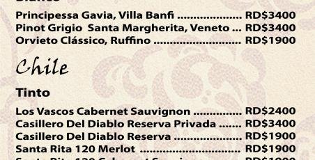 New menu of the Maria bar New menu of the Maria bar