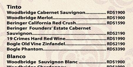 New menu of the Maria bar New menu of the Maria bar