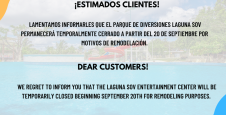 Laguna SOV entertainment center will be temporarily closed. Laguna SOV entertainment center will be temporarily closed.