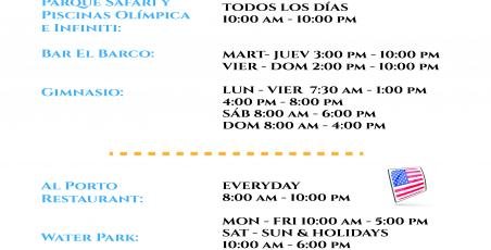 New working hours of the Club House Al Porto New working hours of the Club House Al Porto