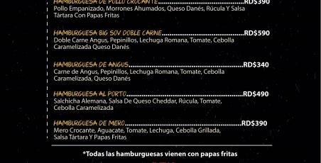 Burgers menu Burgers menu