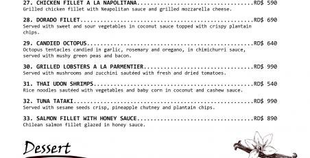 New menu of the Maria restaurant New menu of the Maria restaurant